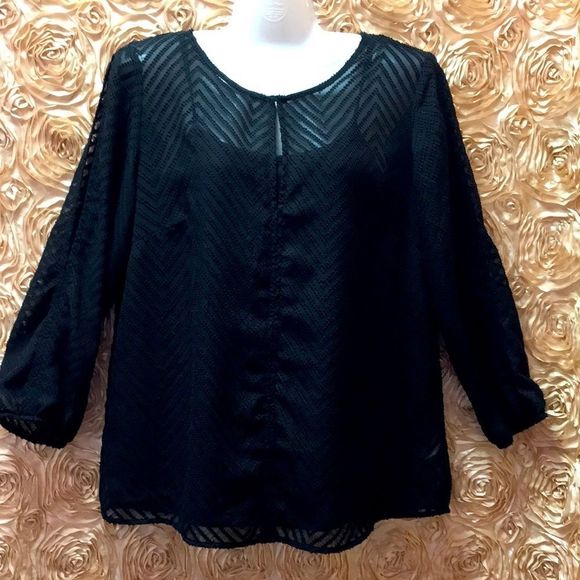NWT 💟 Denver Hayes Black Top/Blouse - Picture 1 of 10